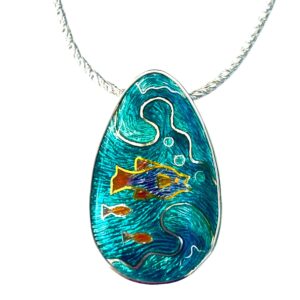 Seascape enamel necklace