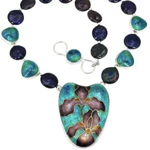 Purple Iris necklace with side beads and freshwater pearls